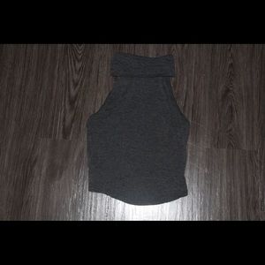 Trendy Crop Top Turtle Neck in Grey